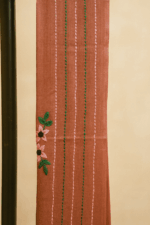 Terracotta Elegance with Hand Embroidery Bamboo Tussar Silk Saree (3) - Image 4