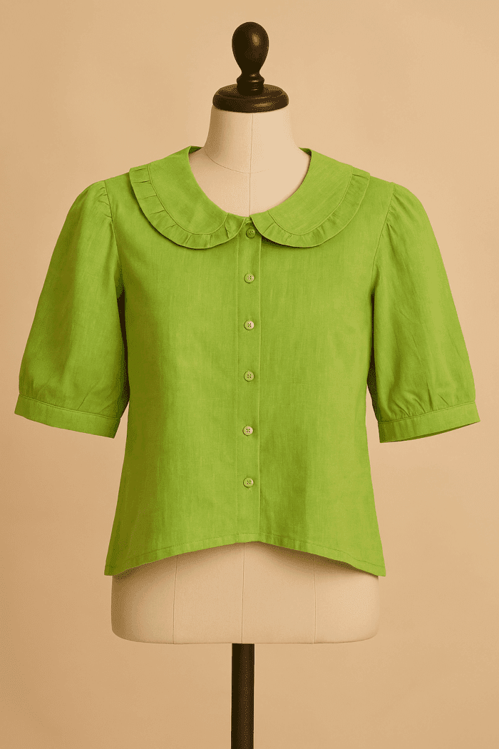 Light Green Handloom Cotton Short Top - Image 1