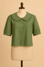 Dark Green Handloom Cotton Short Top