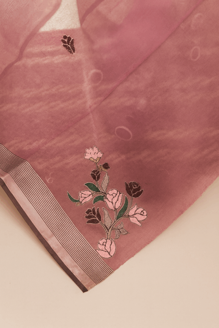 Dark Pink Hand Embroidery Dupatta (10) - Image 3