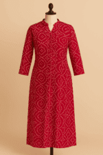 Red with White Cotton Kurta