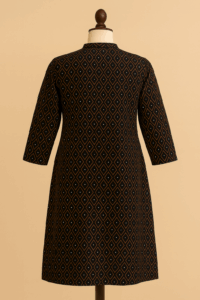 Black Handloom Cotton Kurta - Image 2