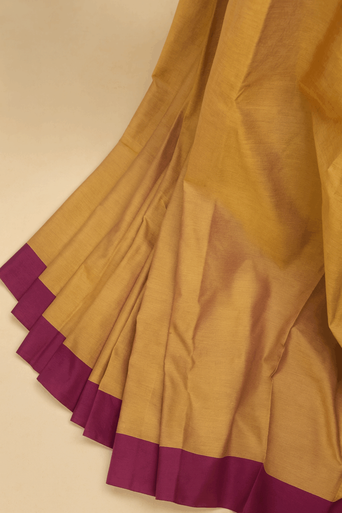 Golden brown and Purple Balaramapuram Saree (7) - Image 3