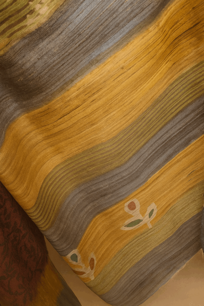 Floral Print Jute Silk Saree - Image 3