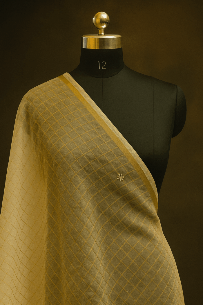 Golden Zari Organza Dupatta (5) - Image 2