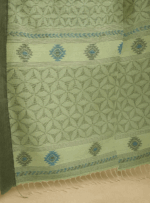 Green Elegance Linen Cotton Saree - Image 3