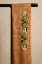 Orange Hand Embroidery Tussar Silk Saree (10) - Image 2