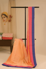 Peach and Blue Balaramapuram Cotton Saree (5)