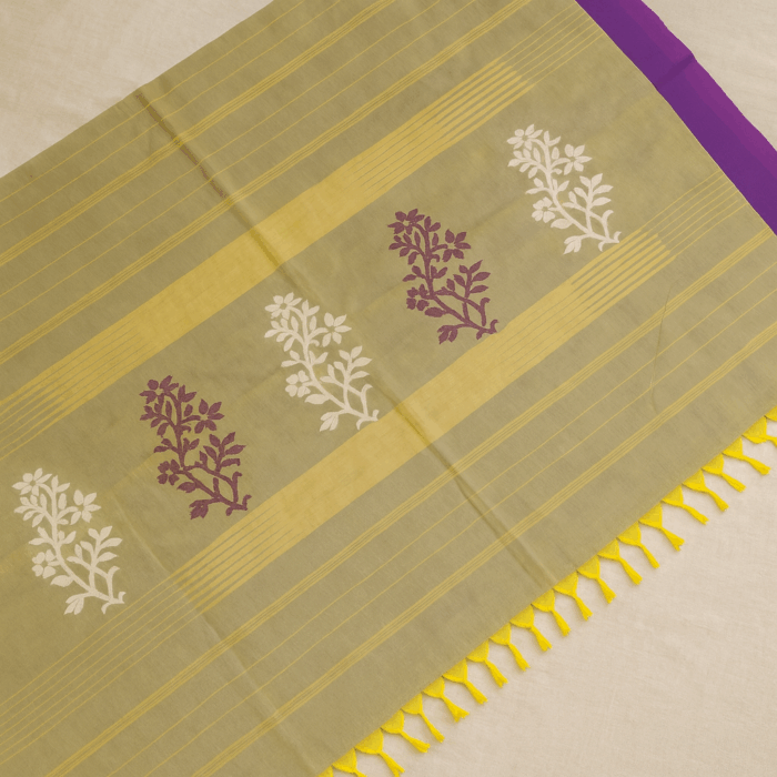Golden brown and Purple Balaramapuram Saree (7) - Image 4