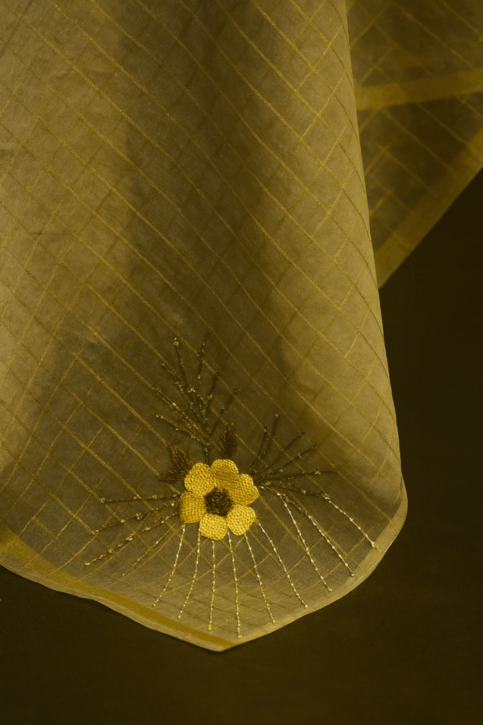 Golden Zari Organza Dupatta (5) - Image 3
