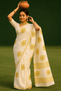 Handloom Kuthampully Cotton Saree (2) - Image 2