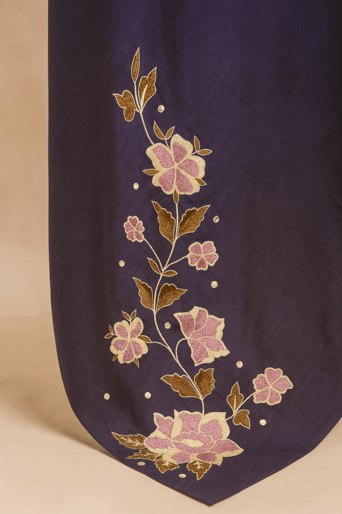 Violet Hand Embroidery Dupatta (9) - Image 3