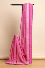 Pink Blossom Elegance Linen Cotton Saree