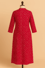 Red with White Cotton Kurta - Image 2