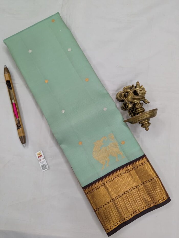 IMG-20250925-WA0282 Light pastel green Kanchipuram Saree (54) - Image 1