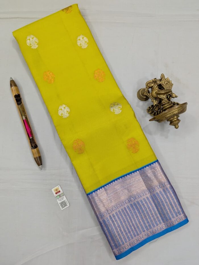 IMG-20250925-WA0286 Yellow Kanchipuram Silk Saree (54) - Image 1