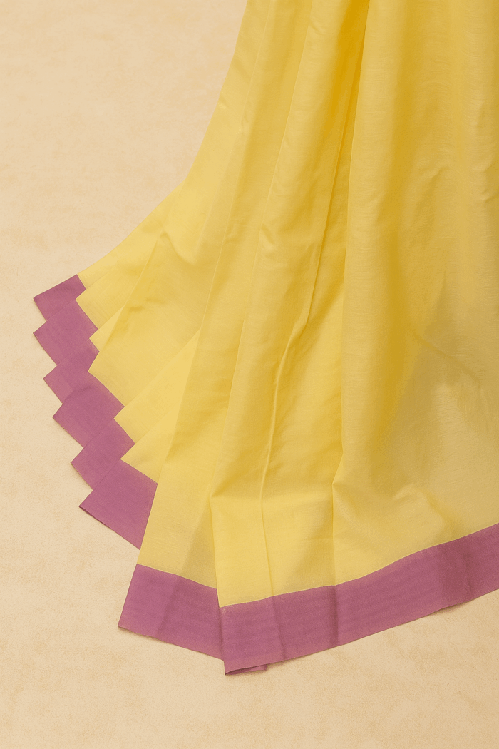 Yellow and Pink Balaramapuram Cotton Saree (1) - Image 2