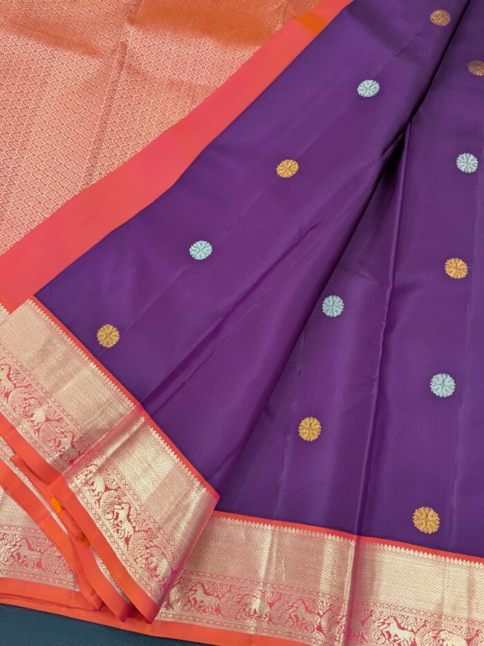 Violet Kanchipuram Saree (55) - Image 2