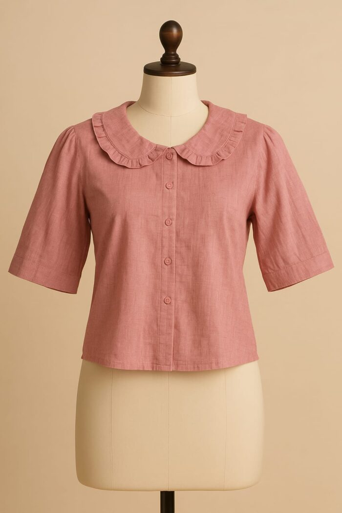 WhatsApp Image 2025-09-26 at 17.11.43_032b4d48 Light Pink Handloom Cotton Short Top - Image 1