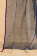 Royal Blue Plain Linen Tissue Saree - Image 3