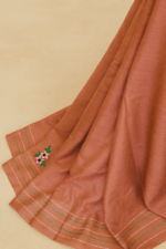 Terracotta Elegance with Hand Embroidery Bamboo Tussar Silk Saree (3) - Image 3