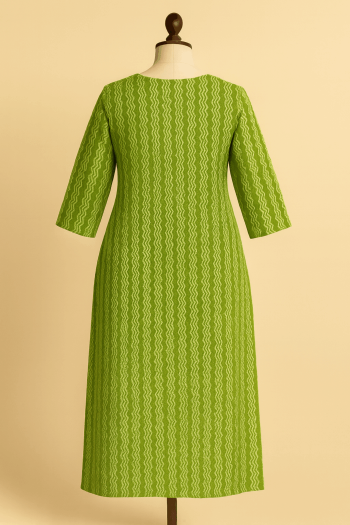 Green Handloom Cotton Kurta - Image 2