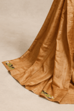 Orange Hand Embroidery Tussar Silk Saree (10) - Image 3