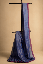 Royal Blue Plain Linen Tissue Saree
