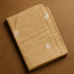 Cream Lotus Scallop Hand-Embroidered Bamboo Tussar Silk Saree (4) - Image 2
