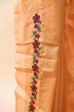 Peach Elegance Hand-Embroidered Thread Work Saree - Image 2