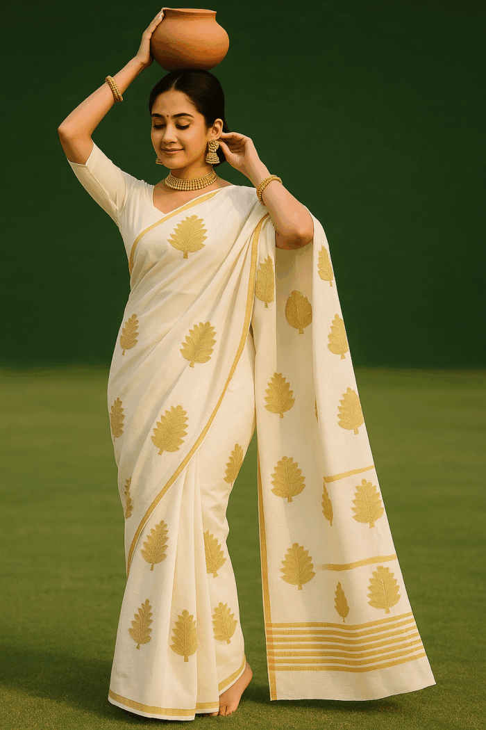 Handloom Cotton Kuthampully Saree (5) - Image 2