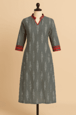 Grey Ikat Elegance Cotton Kurta