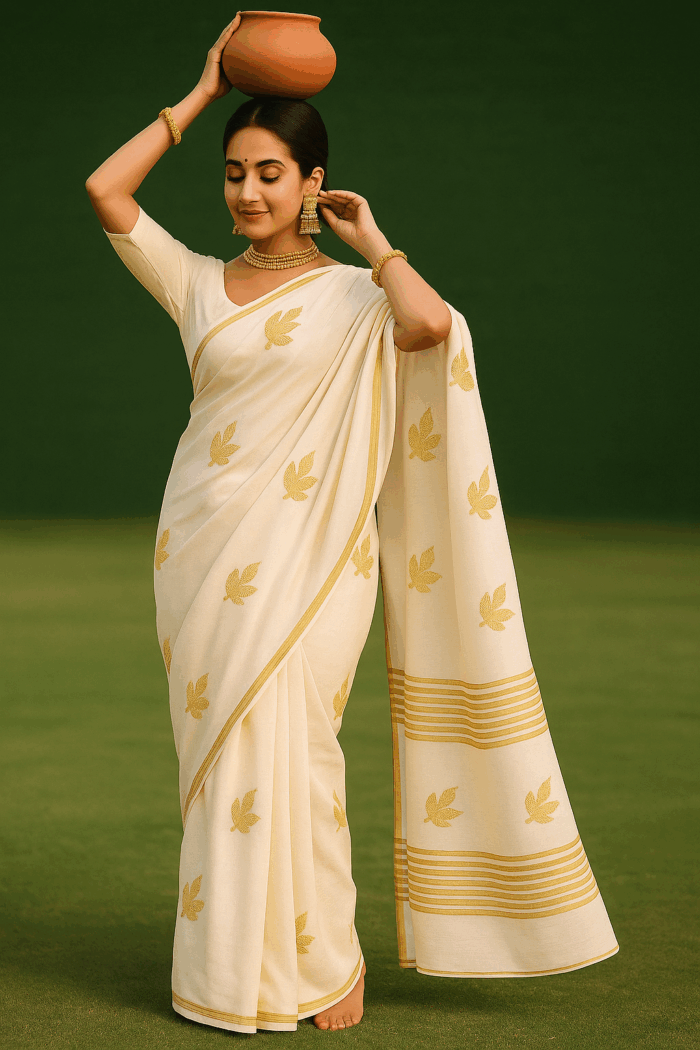 Handloom Cotton Kuthampully Saree (11) - Image 2