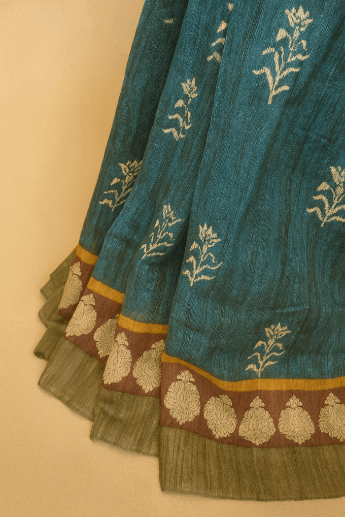 Heritage Print Jute Silk Saree - Image 2
