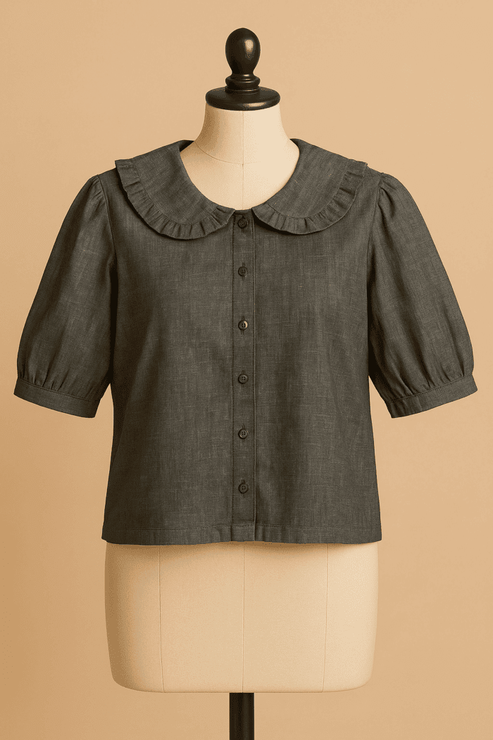 f2df6c1e-f038-4595-bd2c-93853e2ca673 Black Handloom Cotton Short Top - Image 1