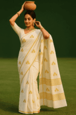 Handloom Cotton Kuthampully Saree (1) - Image 2