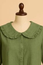 Dark Green Handloom Cotton Short Top - Image 2