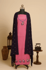 Pink – 2-Piece Bamboo Tussar Silk Unstitched Salwar Set