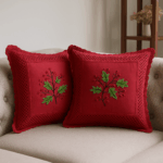 Red Berry Bloom Crochet Cushion Cover (16*16 inches)