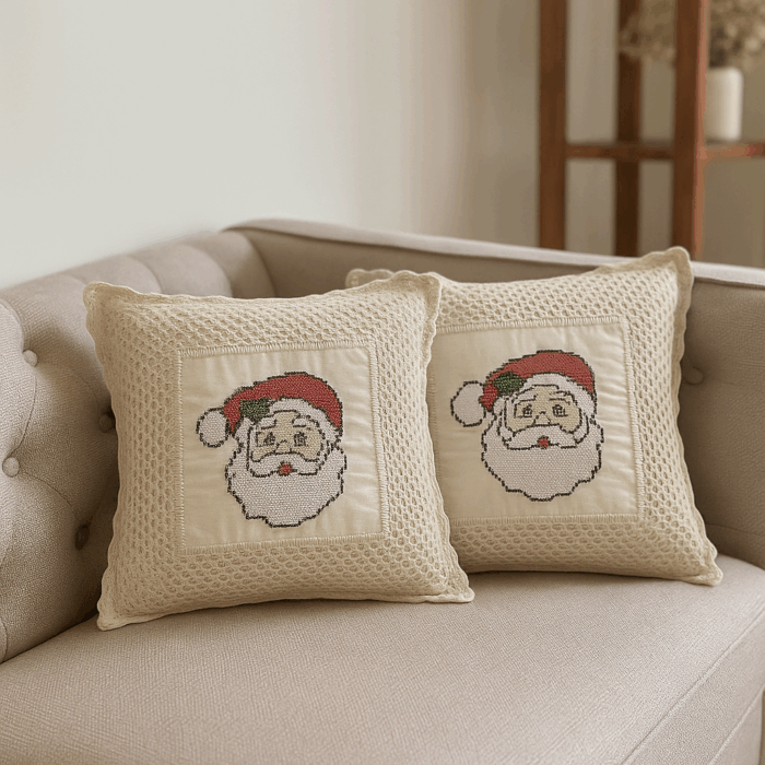 16c15(1) Jolly Santa Crochet Cushion Cover (16*16 inches) - Image 1