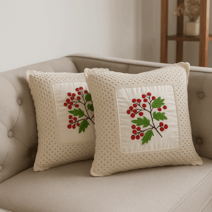 16c16(1) Jolly Santa Crochet Cushion Cover (16*16 inches) - Image 1