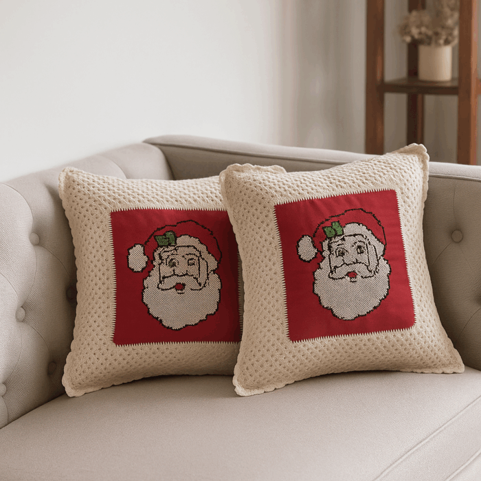 16c18(1) Santa Smiles Crochet Cushion Cover (16*16 inches) - Image 1