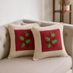 Holly Leaf Crochet Cushion Cover(16*16 inches)