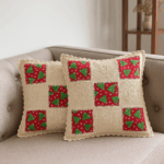 Handcrafted Holiday Tree Crochet Cushion Cover (16×16 inches)