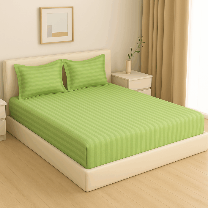 Premium 400 TC Cotton Striped Bedsheet with 2 Pillow Covers (27) - Image 2
