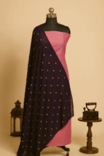 Pink – 2-Piece Bamboo Tussar Silk Unstitched Salwar Set - Image 2