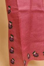 Pink – 2-Piece Bamboo Tussar Silk Unstitched Salwar Set - Image 5