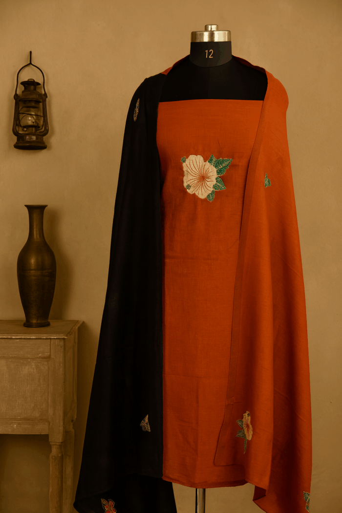 7ec2dece-3e16-4b8e-a8d4-492f9a047fab Orange – 2-Piece Cotton Linen Unstitched Salwar Set - Image 1