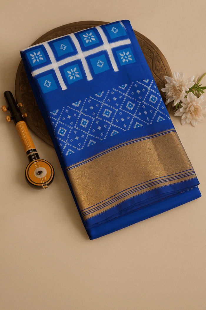 9babab8d-8583-411b-8adf-4fbf3c710efb Pochampally Ikkat Silk Saree (11) - Image 1