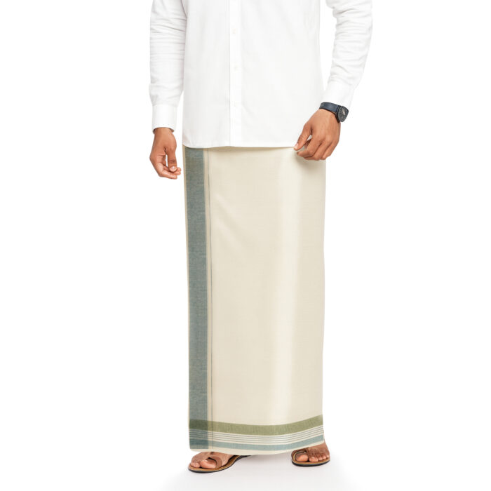 Dhoti_2 Bengal Khadi Muslin Multicolor Stripes Dhoti (3) - Image 1